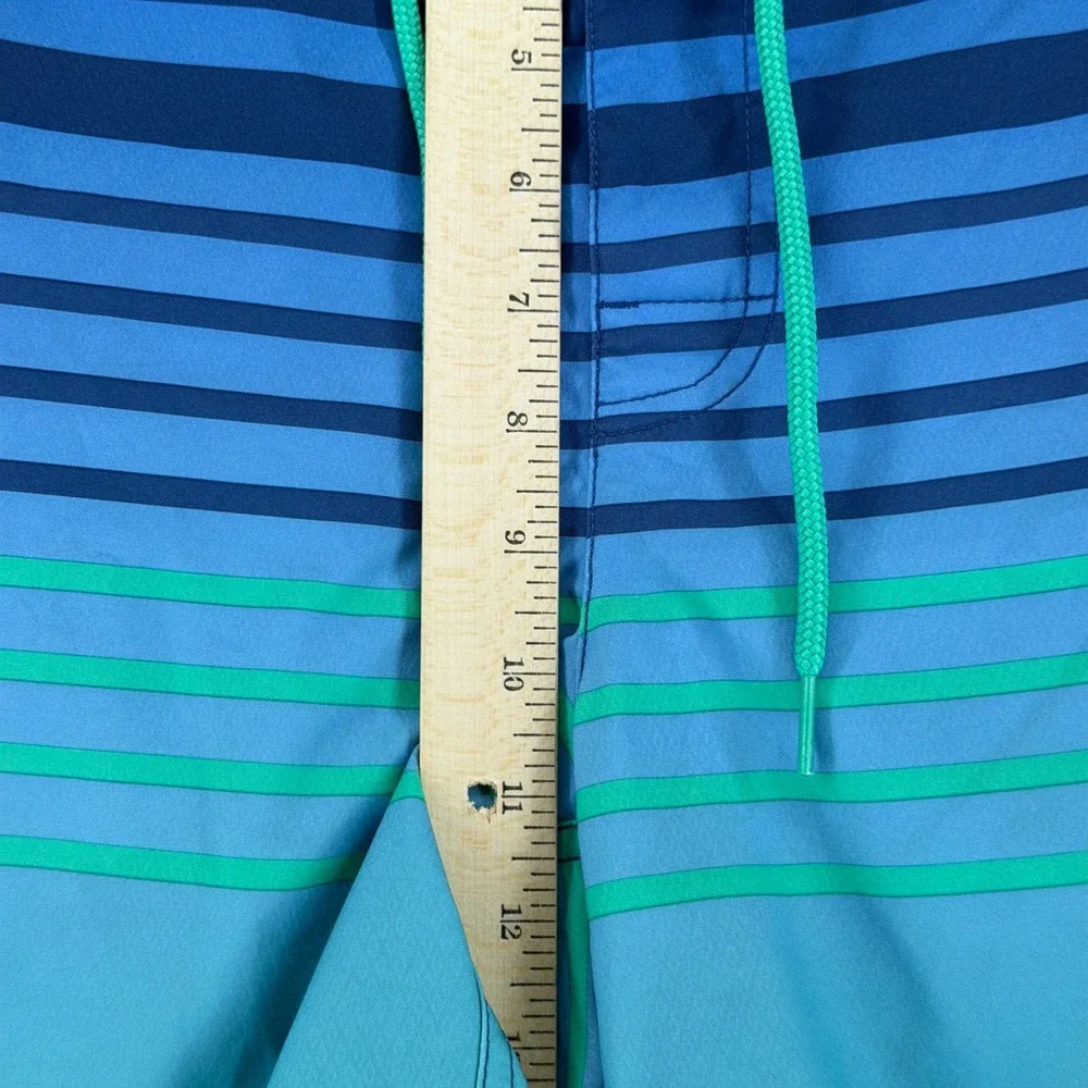 Vineyard Vines Mens Blue Green Ombre Striped Board Shorts‎ Swim Trunks 34 1M0585